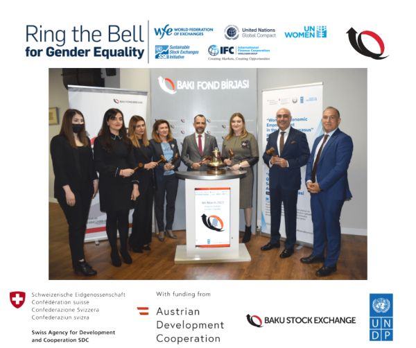 9 March 2022: Baku Stock Exchange hosted the “Ring the Bell” for Gender Equality with UNDP Azerbaijan